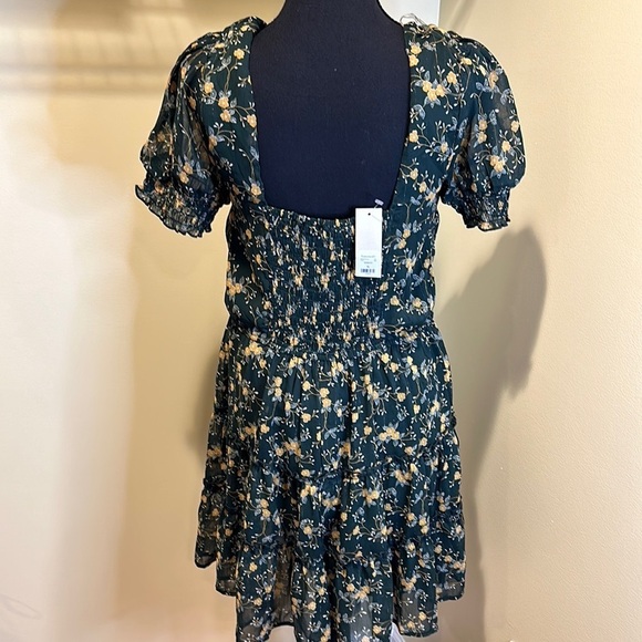 NWT FRANCESSCAS SHORT SLEEVE GREEN FLORAL DRESS - Picture 3 of 3